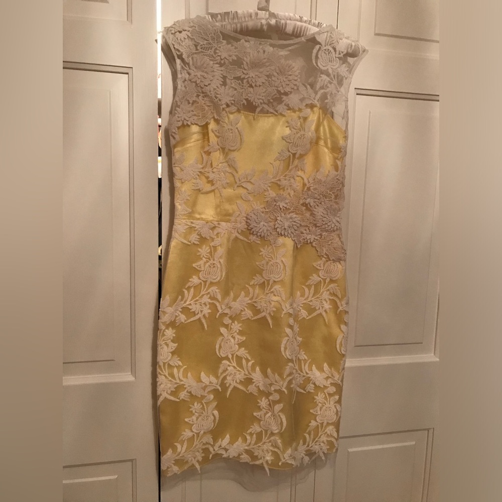 Beautiful illusion neck lime dress.,